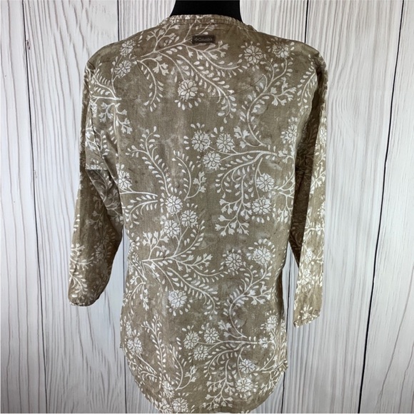 Columbia | Split Neck Daisy Long Sleeve 100% Cotton Tunic Top Beach Coverup M - Picture 3 of 7